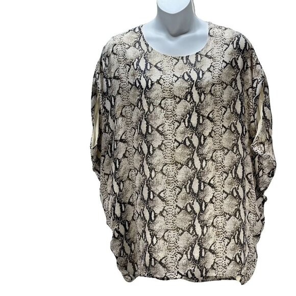 Bishop + Young Snake Print Blouse Size M Loose Fit Animal Print Polyester Womens - Picture 1 of 5